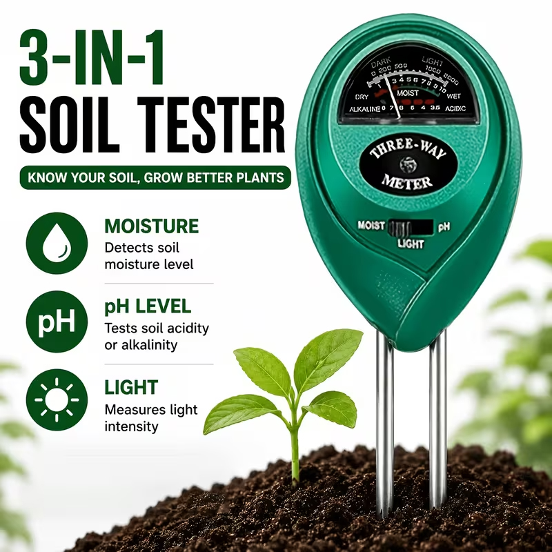 Plant Parent Tools - 3-in-1 Bodentester (Feuchtigkeits-, PH- und Lichtmessgerät)